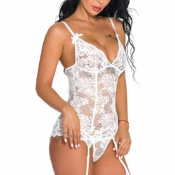 3WISHES Lingerie Lovely Lace Garter Cami Set