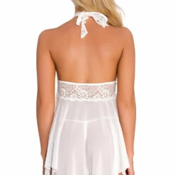 3WISHES High Neck Contrast Lace Babydoll