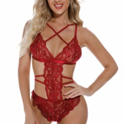 3WISHES Multi Strap Lace Lingerie Teddy
