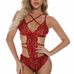 3WISHES Multi Strap Lace Lingerie Teddy