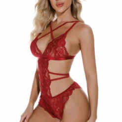 3WISHES Multi Strap Lace Lingerie Teddy