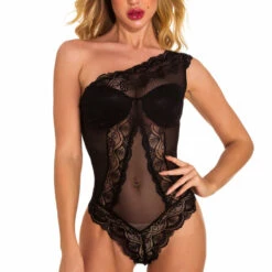 3WISHES Pure Romance One Shoulder Teddy Teddy Lingerie