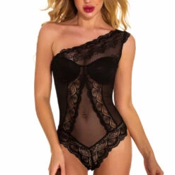 3WISHES Pure Romance One Shoulder Teddy Teddy Lingerie