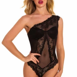 3WISHES Pure Romance One Shoulder Teddy Teddy Lingerie