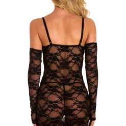 3WISHES Lace Chemise And Gloves Set Lingerie