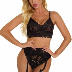 3WISHES Beauty Bralette And Garter Panty
