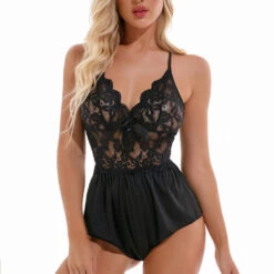 3WISHES Lingerie Peek-a-Boo Romper