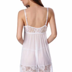 3WISHES Lingerie Mesh And Lace Blushing Babydoll