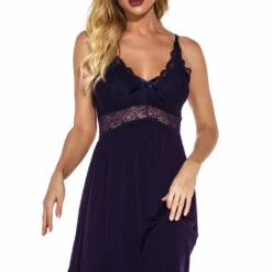 3WISHES Sleepwear Knit And Lace Chemise