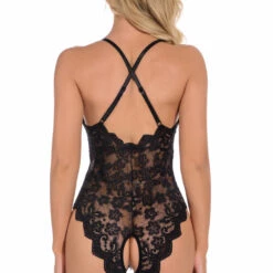 3WISHES Split Crotch Lace Teddy