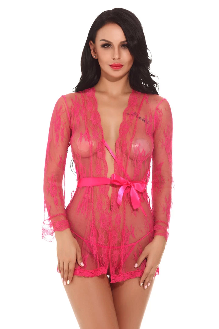 3WISHES Lingerie Scalloped Lace Robe 2 3WISHES Lingerie Scalloped Lace Robe