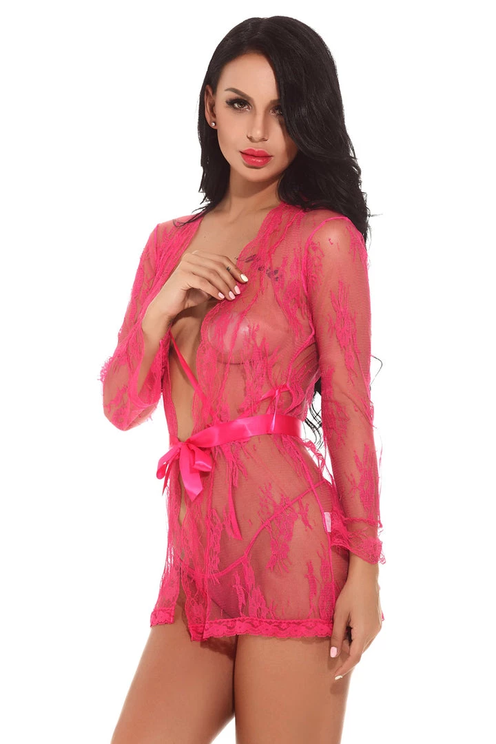 3WISHES Lingerie Scalloped Lace Robe 4 3WISHES Lingerie Scalloped Lace Robe