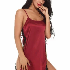 3WISHES Lingerie Open Side Satin Chemise