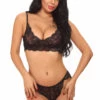 3WISHES Black Lacey Bralette And Panty Lingerie