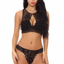 3WISHES Lace Keyhole Bralette Set