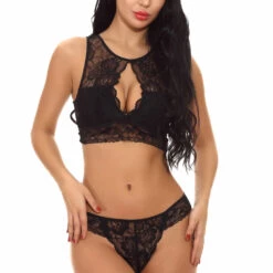 3WISHES Lace Keyhole Bralette Set