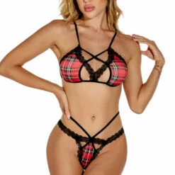 3WISHES Lingerie Perfect Plaid Bra Set