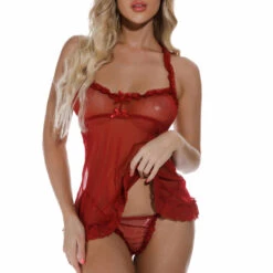 3WISHES Lingerie Ruffle Trim Mini Babydoll