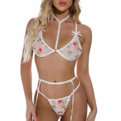 3WISHES Floral Romance Bra And Garter Set 6 3WISHES Floral Romance Bra And Garter Set