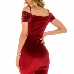 3Wishes Ruched Velvet Mini Dress