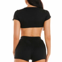 3Wishes Tops Stretch Crop Top And Shorts 8 3Wishes Tops Stretch Crop Top And Shorts