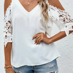 3Wishes White Cold Shoulder Top