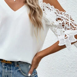 3Wishes White Cold Shoulder Top