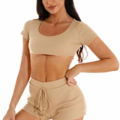 3Wishes Tops Stretch Crop Top And Shorts 10 3Wishes Tops Stretch Crop Top And Shorts