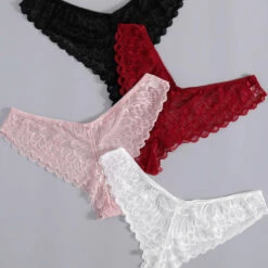 3WISHES Plus Size Lace Thong Pack