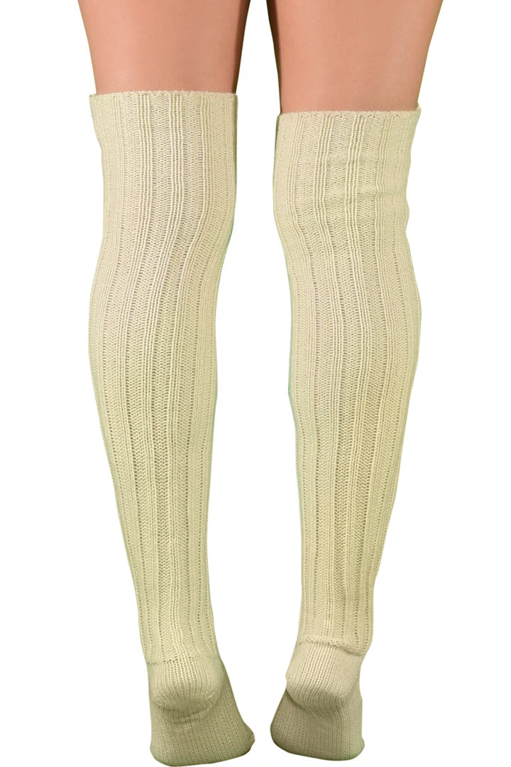 LO Brands Ivory Cable Knit Thigh High Socks 3 LO Brands Ivory Cable Knit Thigh High Socks