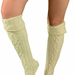 LO Brands Ivory Cable Knit Thigh High Socks 10 LO Brands Ivory Cable Knit Thigh High Socks