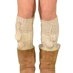 LO Brands Knit Pom Pom Knee High Socks 7 LO Brands Knit Pom Pom Knee High Socks
