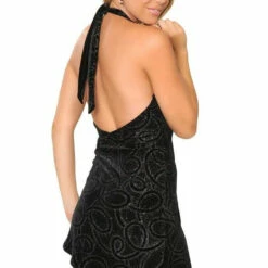 3WISHES Dresses Dazzle Velvet Halter Dress