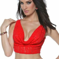 3WISHES Lace Plunge Crop Top