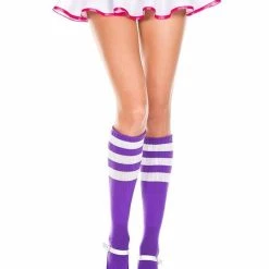 Music Legs Hosiery Triple Striped Knee High Socks 33 Music Legs Hosiery Triple Striped Knee High Socks