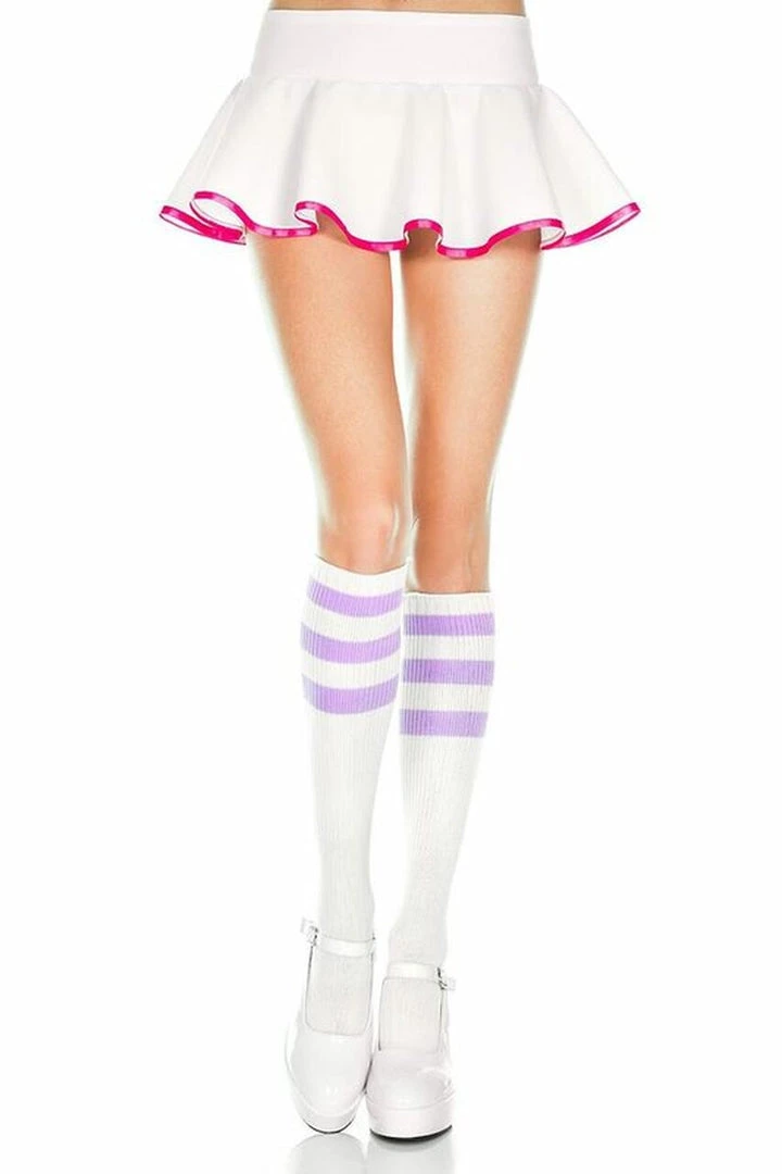 Music Legs Hosiery Triple Striped Knee High Socks 21 Music Legs Hosiery Triple Striped Knee High Socks
