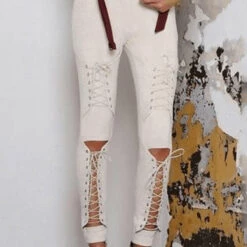 Bored Kitty Suede Lace Up Leggings