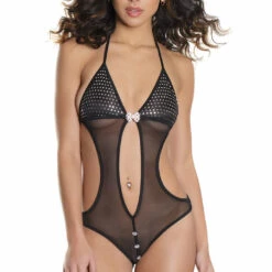 Coquette Lingerie Cut Out Glitter Teddy