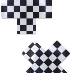 Pastease Black And White Checker Cross Pasties
