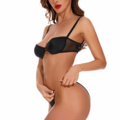 Coquette Satin And Bra Panty With Rhinestones Lingerie