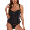 Coquette Lingerie Cropped Mesh Babydoll Set