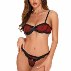 Coquette Lingerie Burgundy Satin Bra Set