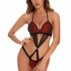 Coquette Lingerie Burgundy Satin And Mesh Teddy