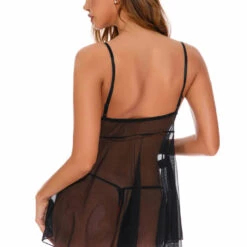 Coquette Satin And Sequin Babydoll Lingerie