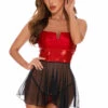 Coquette Satin And Sequin Babydoll Lingerie