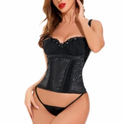 Coquette Sheryl Satin And Mesh Bustier Lingerie
