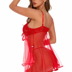Coquette Red Lace And Mesh Babydoll