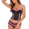 Coquette Black And Pink Bustier Set