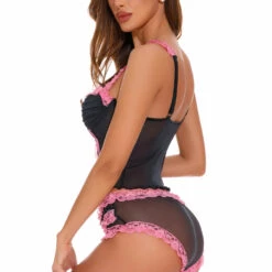 Coquette Black And Pink Bustier Set