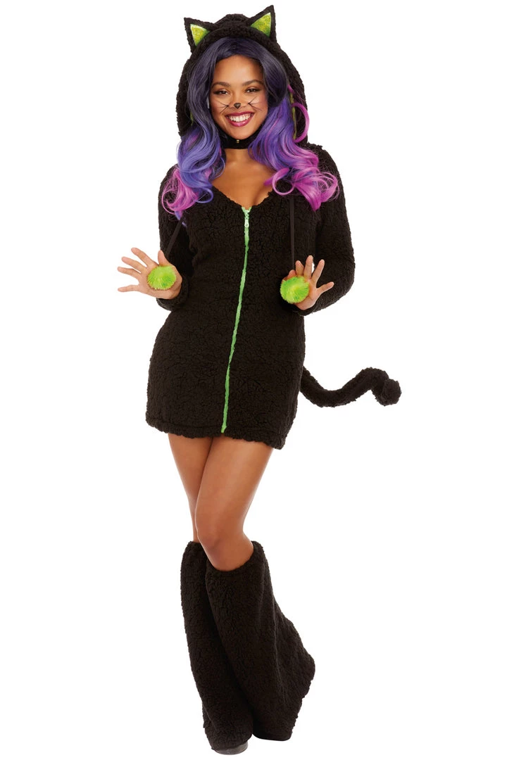 Dreamgirl Sexy Halloween Costumes Fuzzy Black Cat Costume 1 Dreamgirl Sexy Halloween Costumes Fuzzy Black Cat Costume